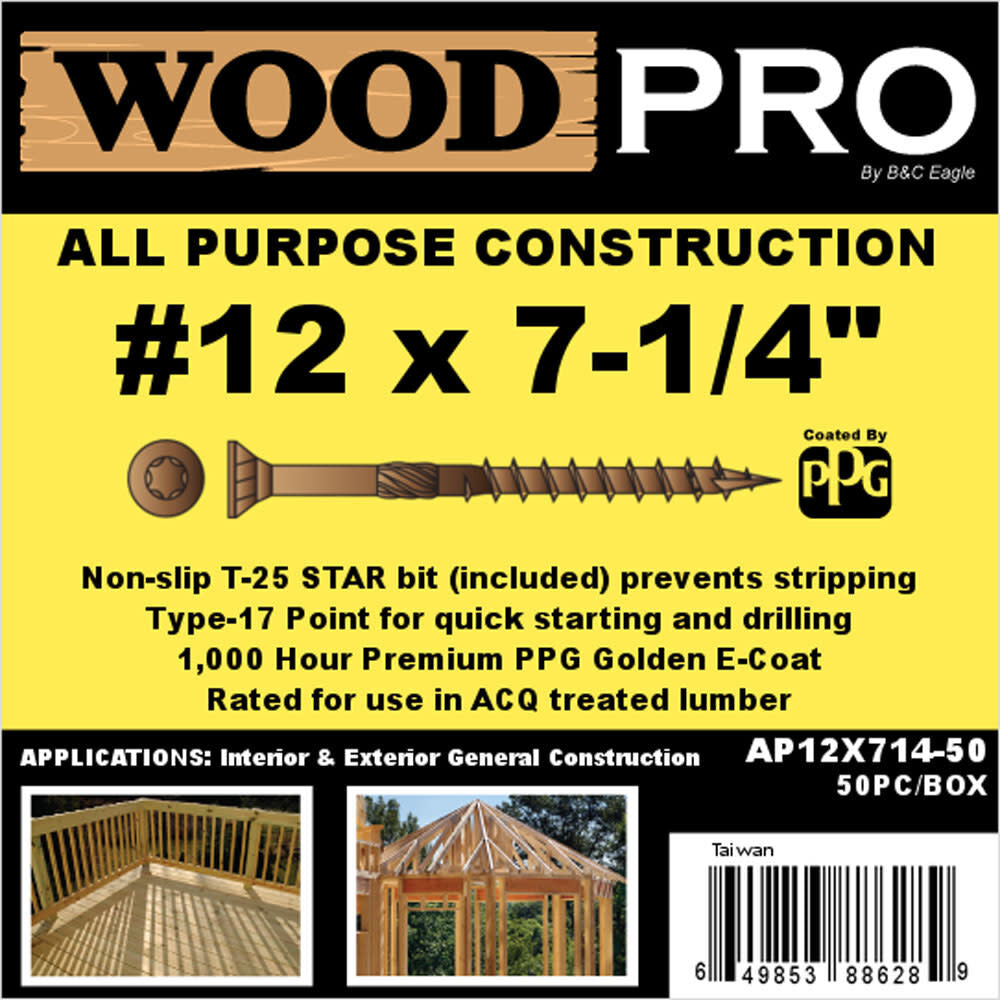 (50) #12 x 7-1/4 In. All Purpose Wood Screws AP12X714-50