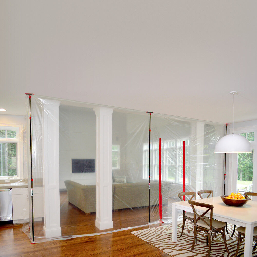 Four 10 Ft. Stainless Steel Spring-Loaded Dust Barrier Pole Kit ZP4