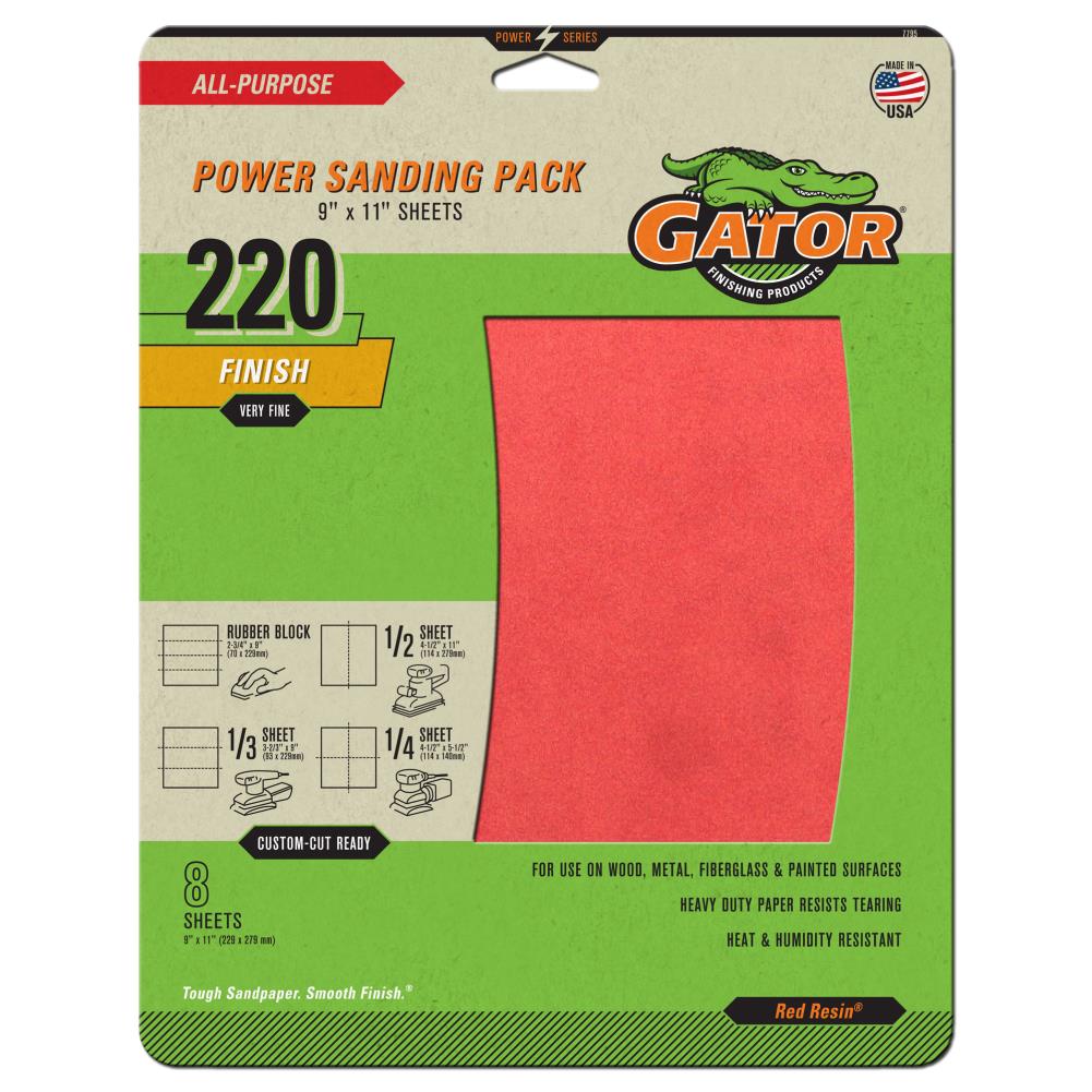 8-Piece Aluminum Oxide 220-Grit Sheet Sandpaper GAT-7795