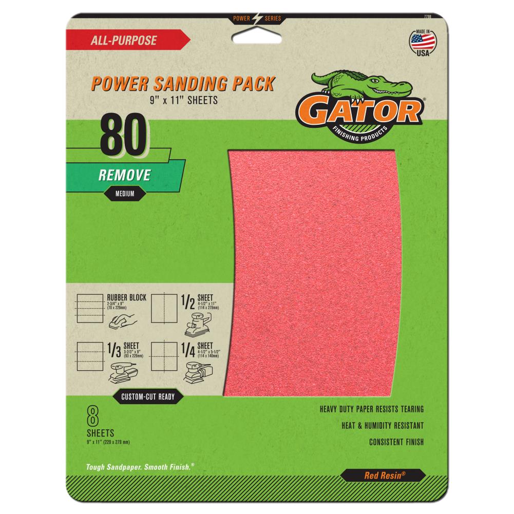 8-Piece Aluminum Oxide 80-Grit Sheet Sandpaper GAT-7798