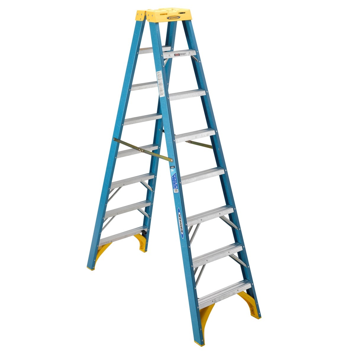 T6000 8-ft Fiberglass Type 1-250-lb Load Capacity Twin Step Ladder T6008