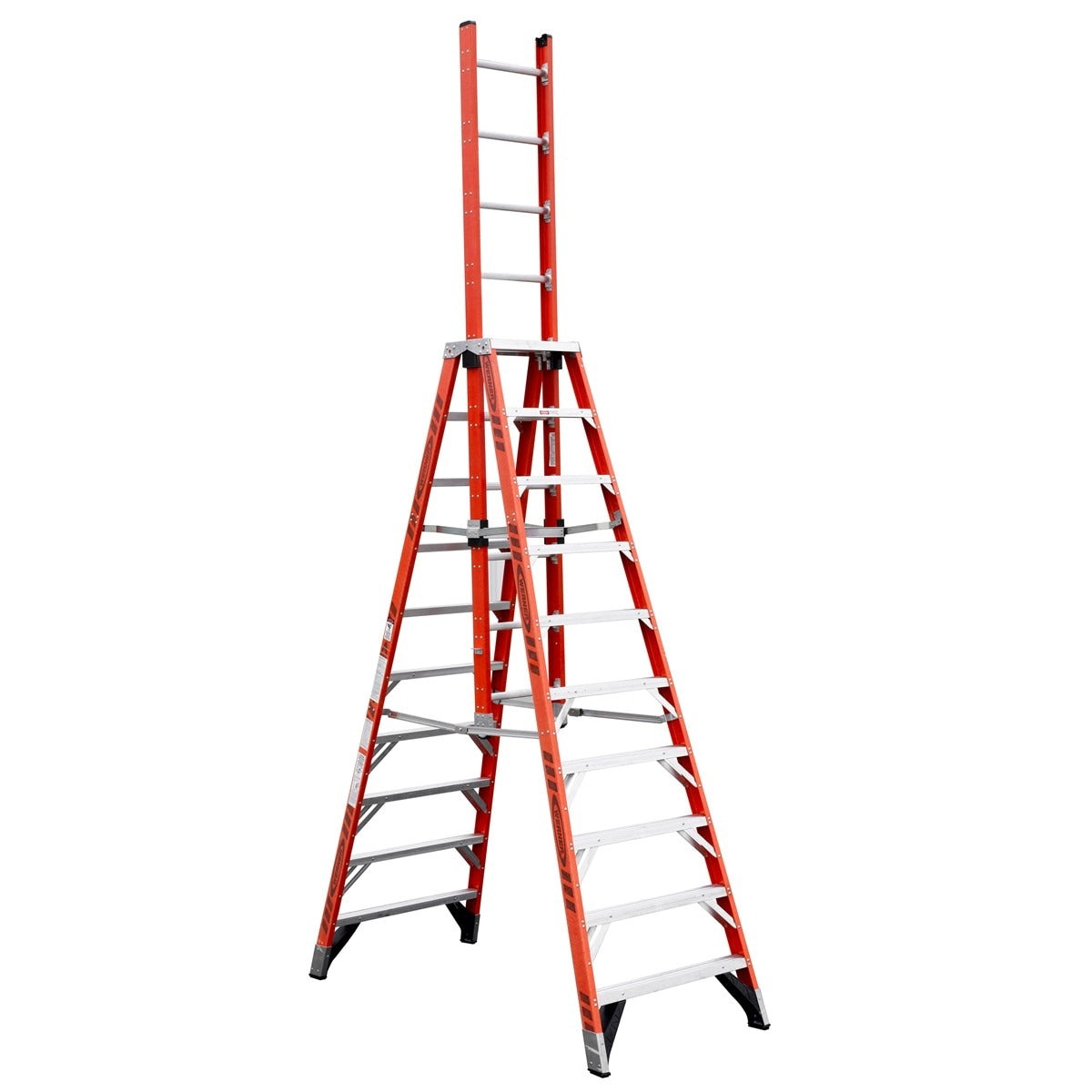 D7400 10-ft Fiberglass Type 1A-300-lb Load Capacity Trestle Step Ladder E7410