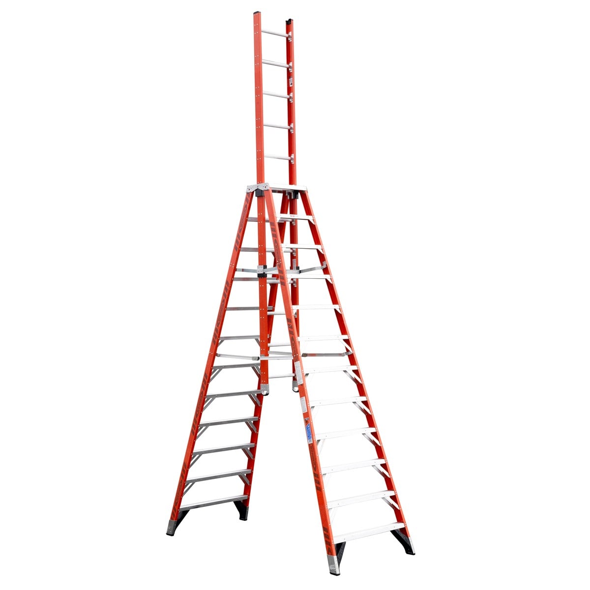 D7400 12-ft Fiberglass Type 1a- 300-lb Load Capacity Trestle Step Ladder E7412