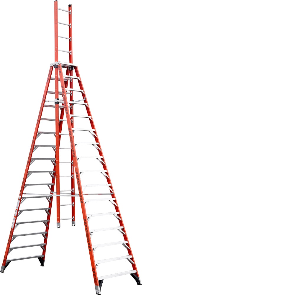 E7400 16-ft Fiberglass Type 1A-300-lb Load Capacity Trestle Step Ladder E7416