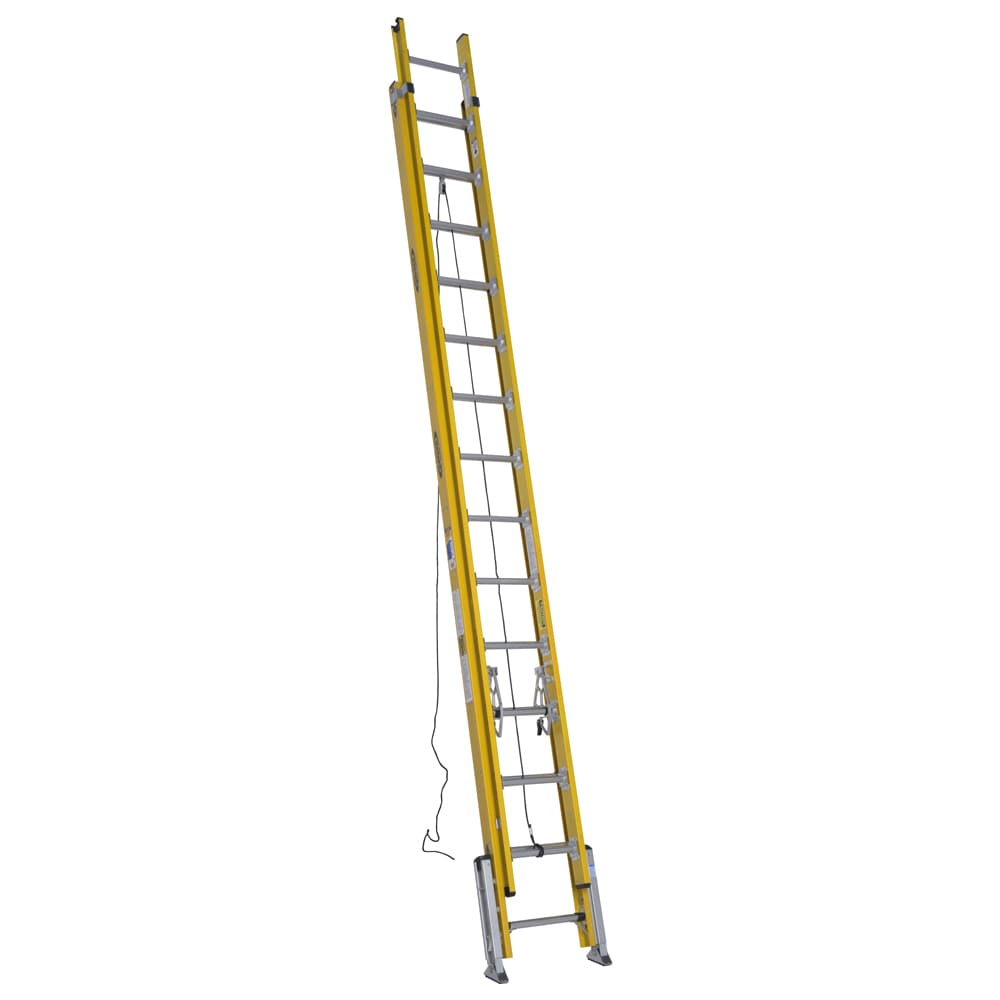 D7100-2 Leveling 28-ft Fiberglass Type 1AA-375-lb Load Capacity Extension Ladder D7128-2LV