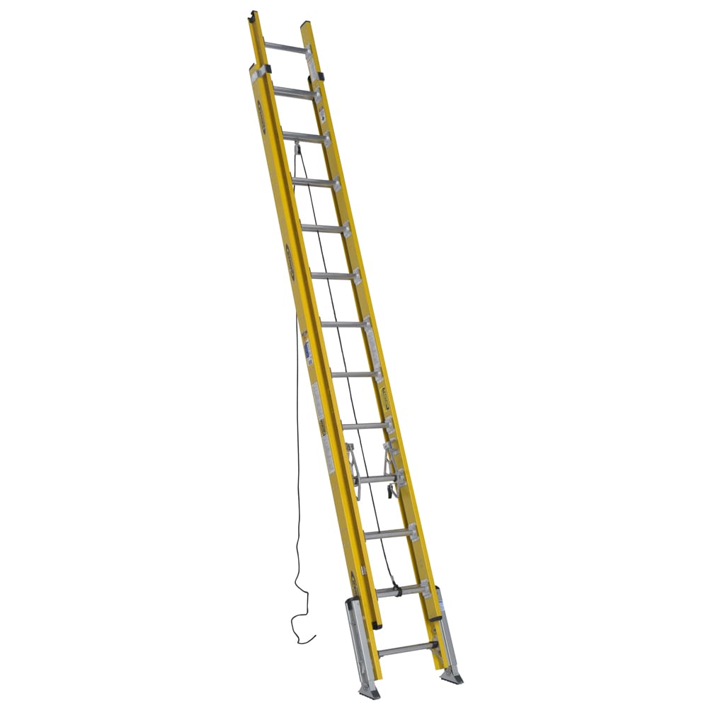 D7100-2 Leveling 24-ft Fiberglass Type 1AA-375-lb Load Capacity Extension Ladder D7124-2LV