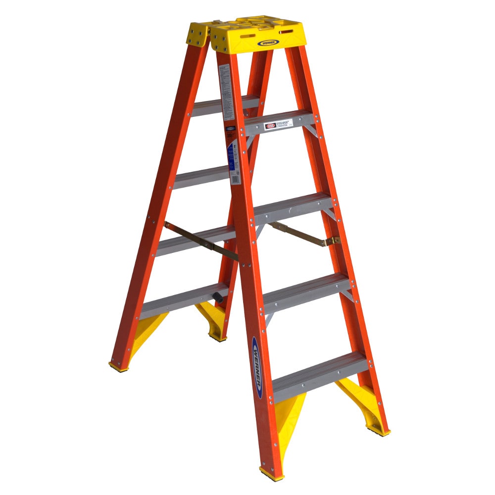 T6200 5-ft Fiberglass Type 1a- 300-lb Load Capacity Twin Step Ladder T6205