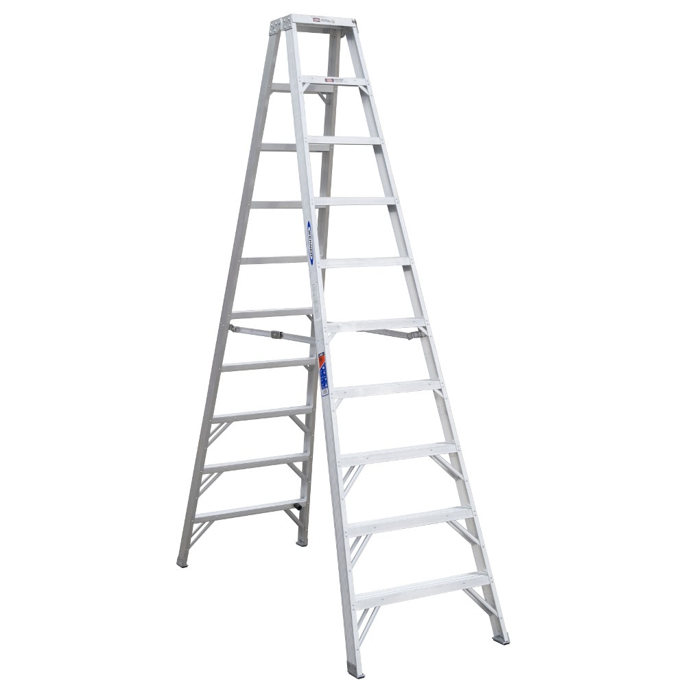 T370 10-ft Aluminum Type 1A-300-lb Load Capacity Twin Step Ladder T310