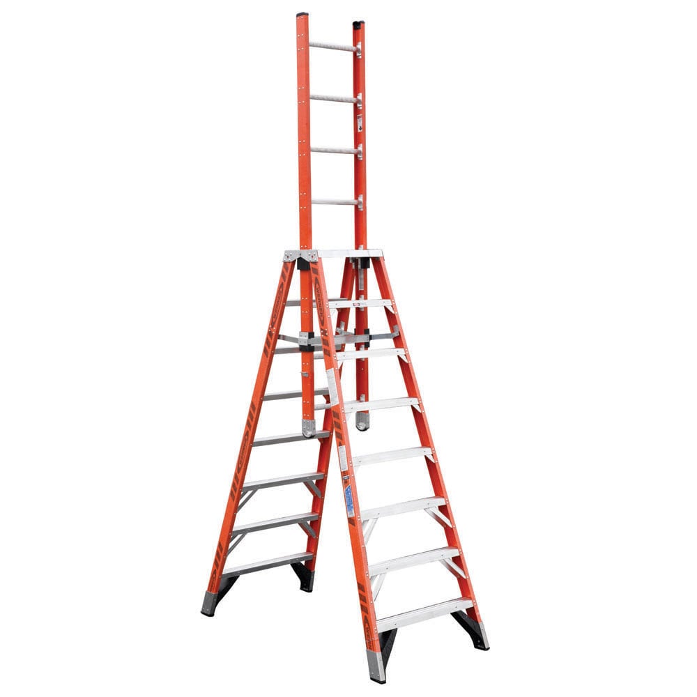 D7400 8-ft Fiberglass Type 1A-300-lb Load Capacity Trestle Step Ladder E7408