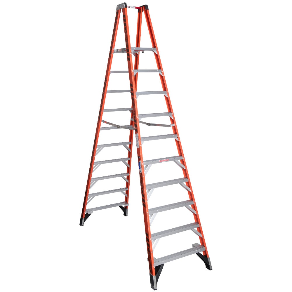 PT7400 12-ft Fiberglass Type 1A-300-lb Load Capacity Platform Step Ladder PT7410