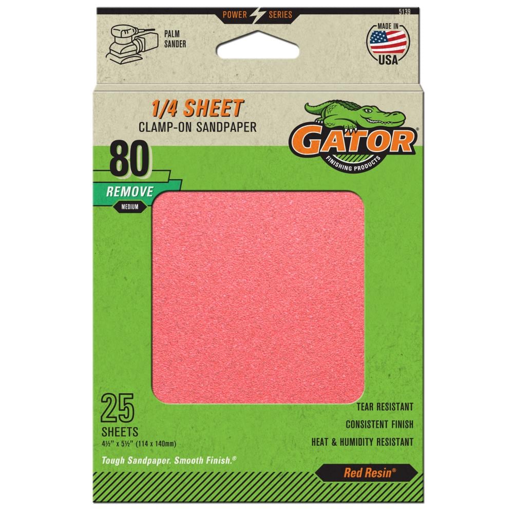 25-Piece Aluminum Oxide 80-Grit Sheet Sandpaper GAT-5139