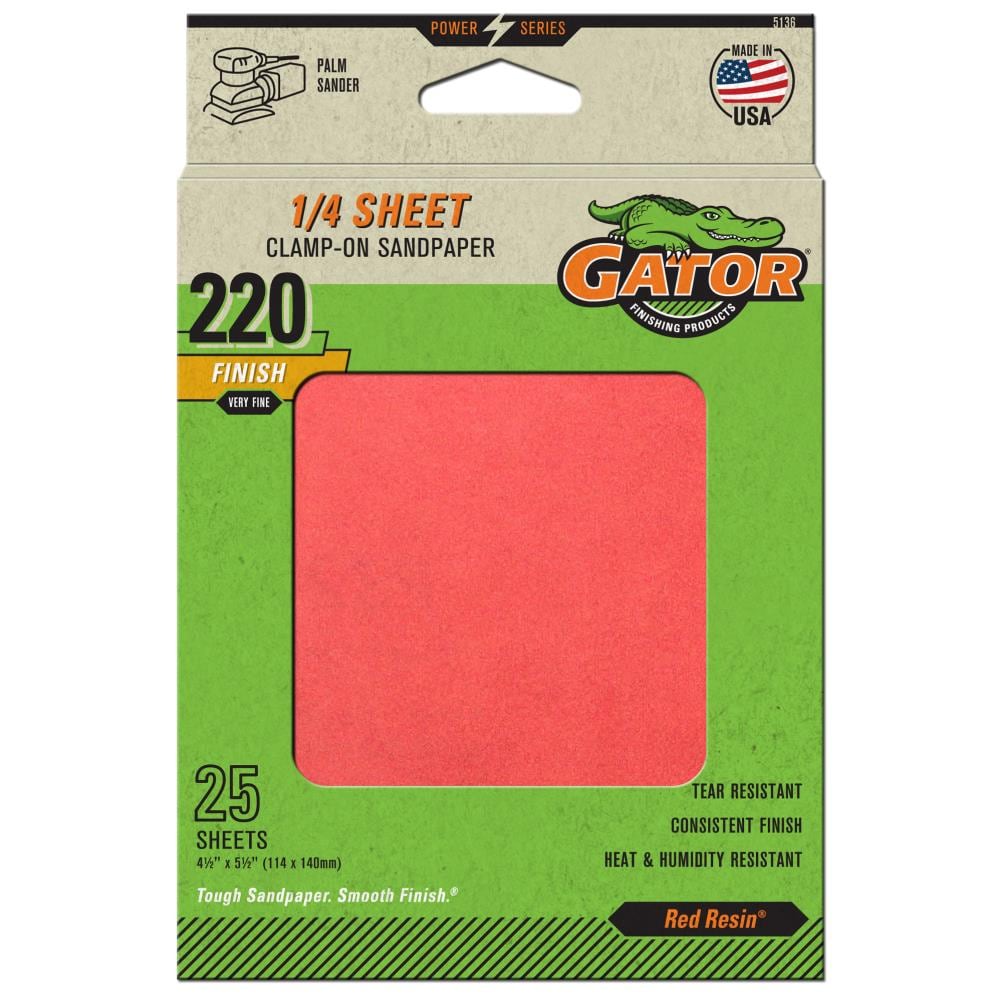 25-Piece Aluminum Oxide 220-Grit Sheet Sandpaper GAT-5136