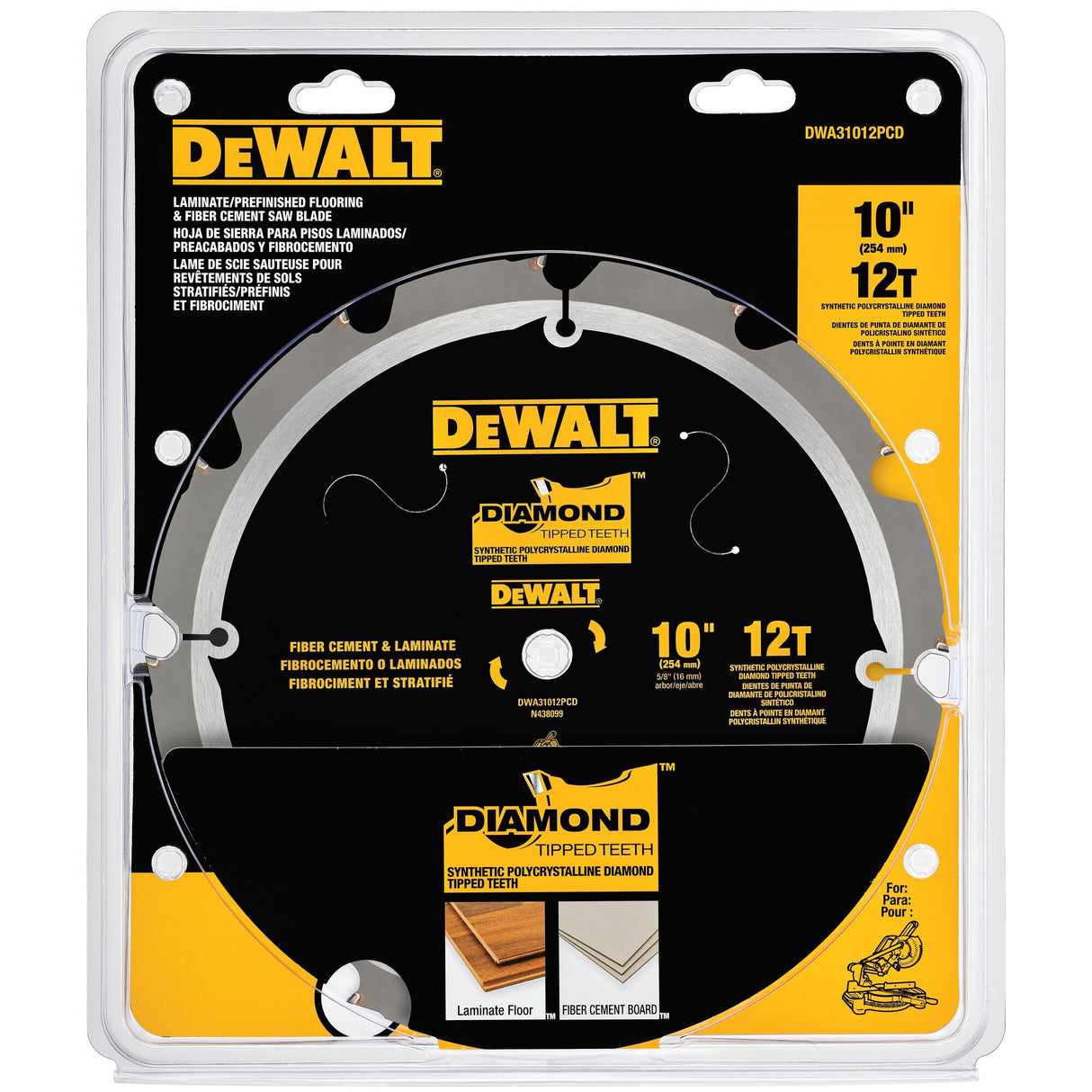 10-in 12-Tooth Diamond Miter Saw Blade DWA31012PCD