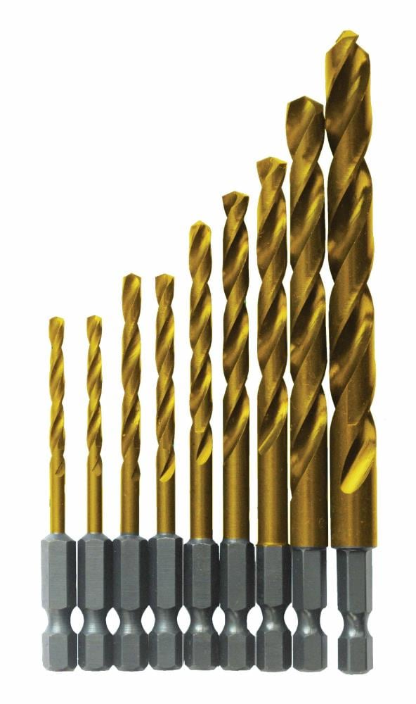 9-Piece Assorted Titanium Jobber Length Twist Drill Bit Set TI9IM