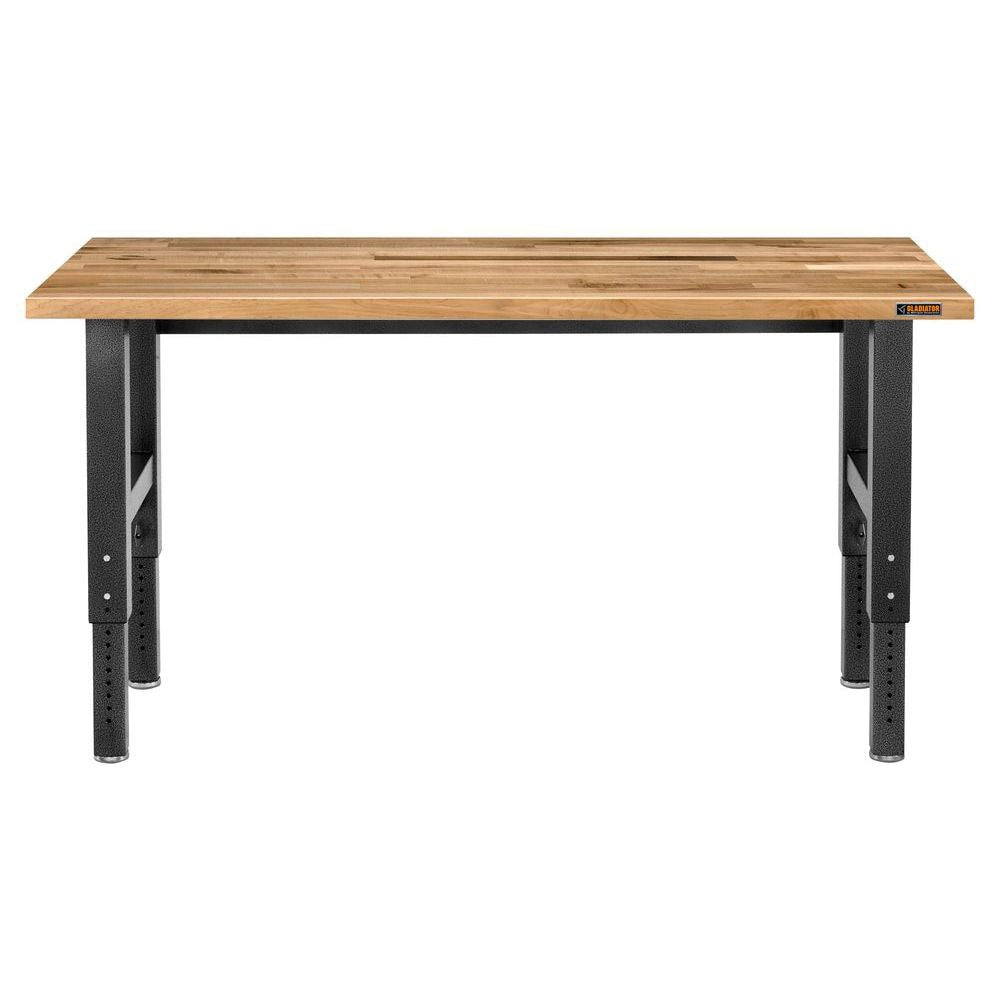 Adjustable Height 74-in L x 41-in H Hammered Granite Wood Adjustable Height Work Bench GAWB06HWEG