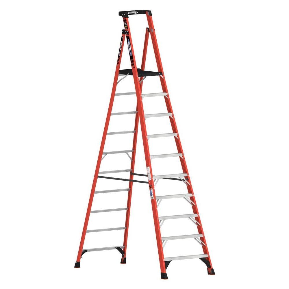 PDIA00 12-ft Fiberglass Type 1A-300-lb Load Capacity Podium Step Ladder PDIA10