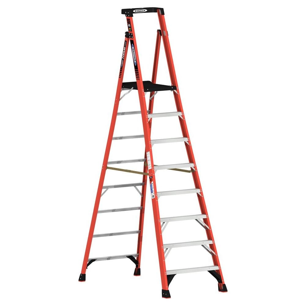 PDIA00 10-ft Fiberglass Type 1A-300-lb Load Capacity Podium Step Ladder PDIA08