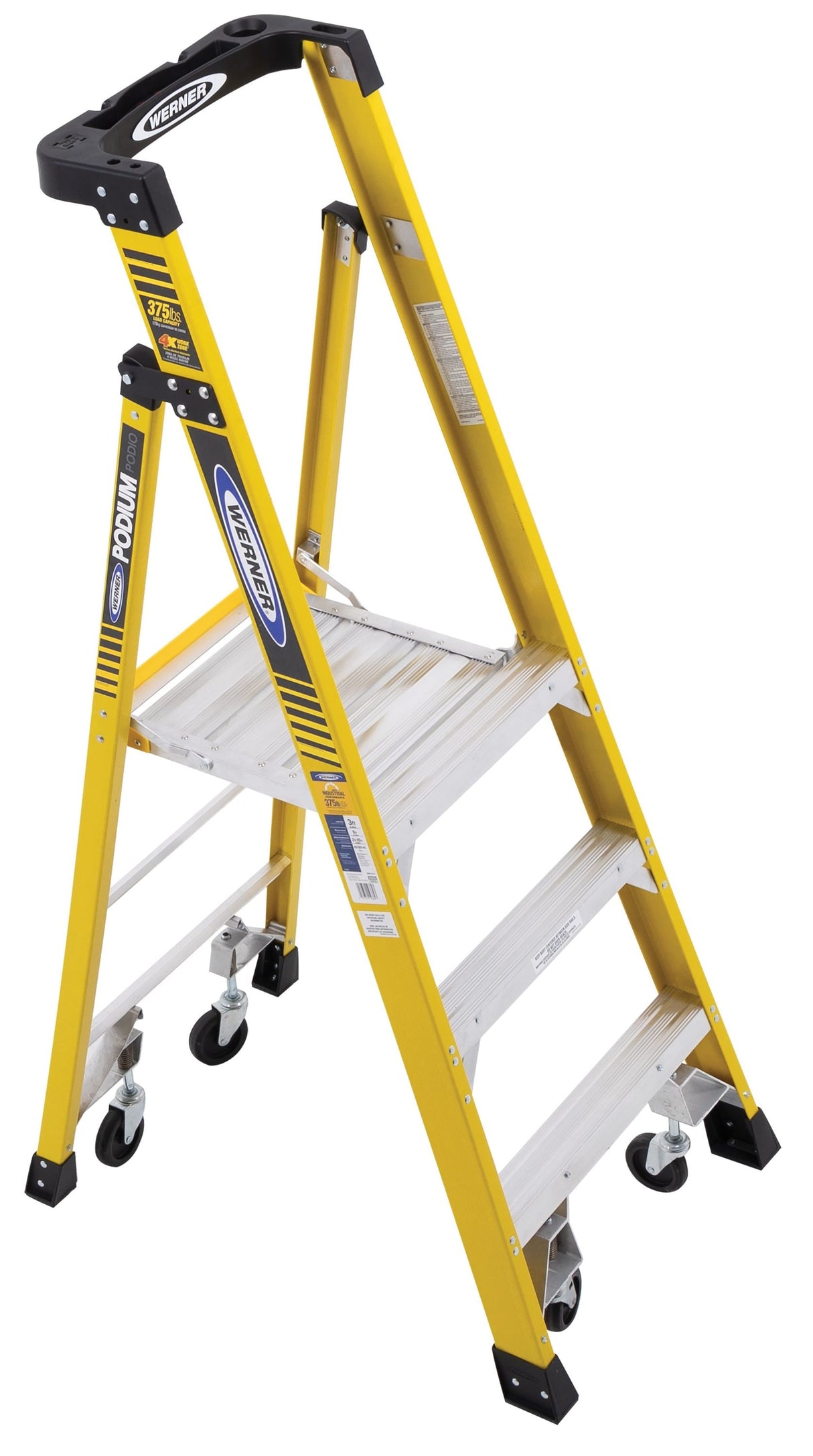 PD7300 6-ft Fiberglass Type 1AA-375-lb Load Capacity Podium Step Ladder PD7303-4C