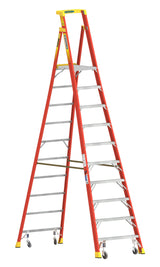 PD6200 12-ft Fiberglass Type 1A-300-lb Load Capacity Podium Step Ladder PD6210-4C