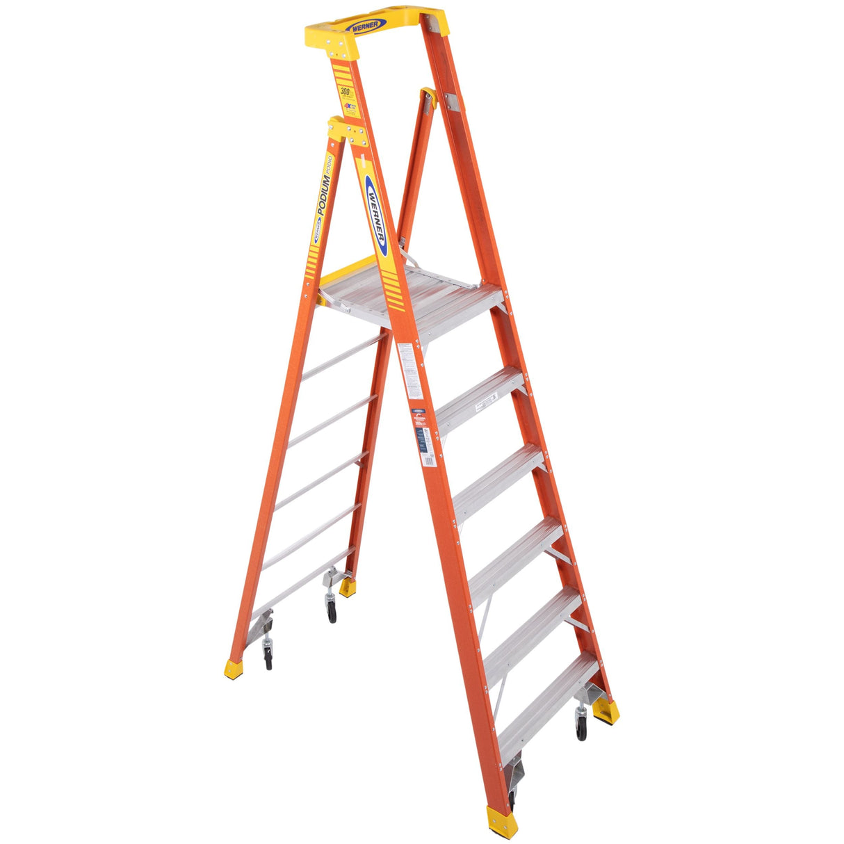 PD6200 9-ft Fiberglass Type 1a- 300-lb Load Capacity Podium Step Ladder PD6206-4C