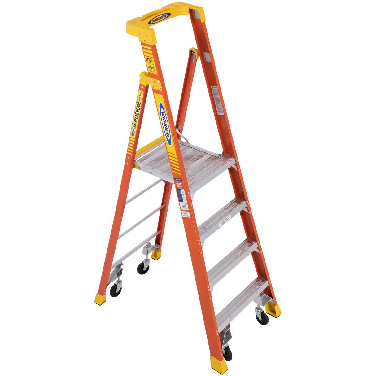 PD6200 7-ft Fiberglass Type 1A-300-lb Load Capacity Podium Step Ladder PD6204-4C