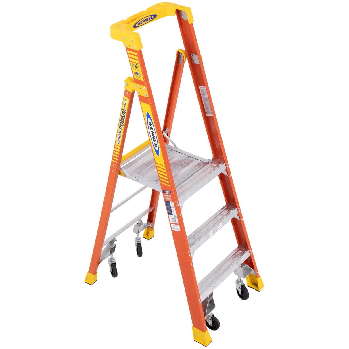 PD6200 6-ft Fiberglass Type 1a- 300-lb Load Capacity Podium Step Ladder PD6203-4C