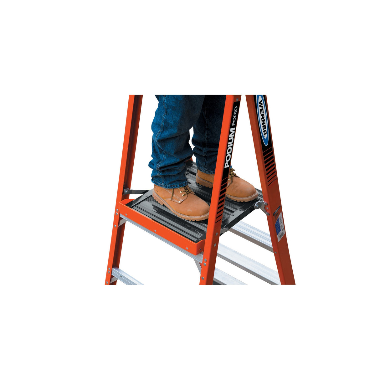 PDIA00 8-ft Fiberglass Type 1A-300-lb Load Capacity Podium Step Ladder PDIA06