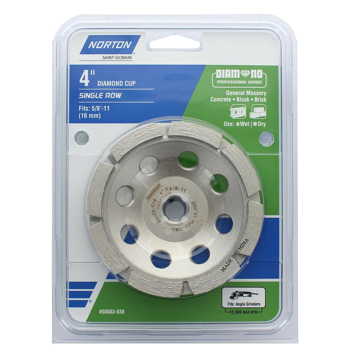 Diamond Cup- Single Row 4-in Diamond 24-Grit Cup Wheel 50503-038