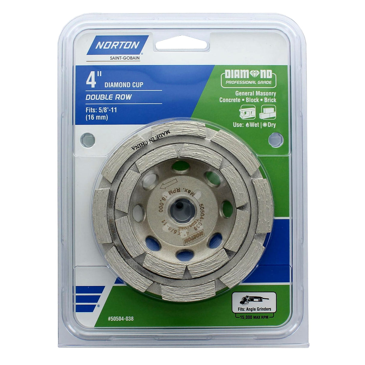 Diamond Cup- Double Row 4-in Diamond 24-Grit Cup Wheel 50504-038