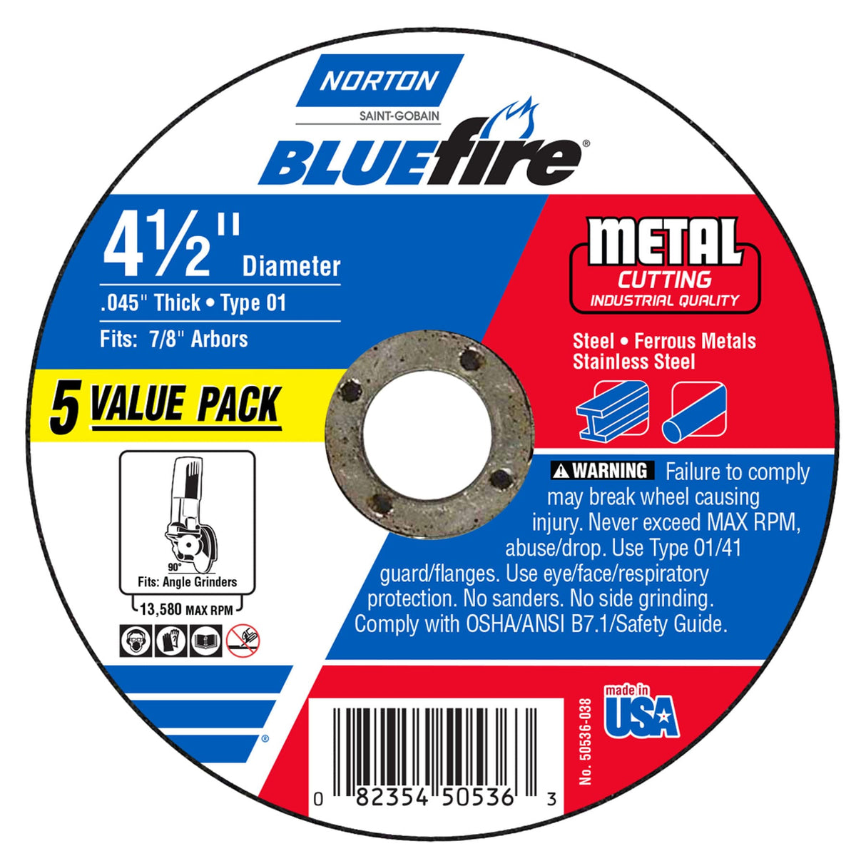 Bluefire 5-Pack 4.5-in Bonded Abrasive Cut-off Wheel NOR-50536-038