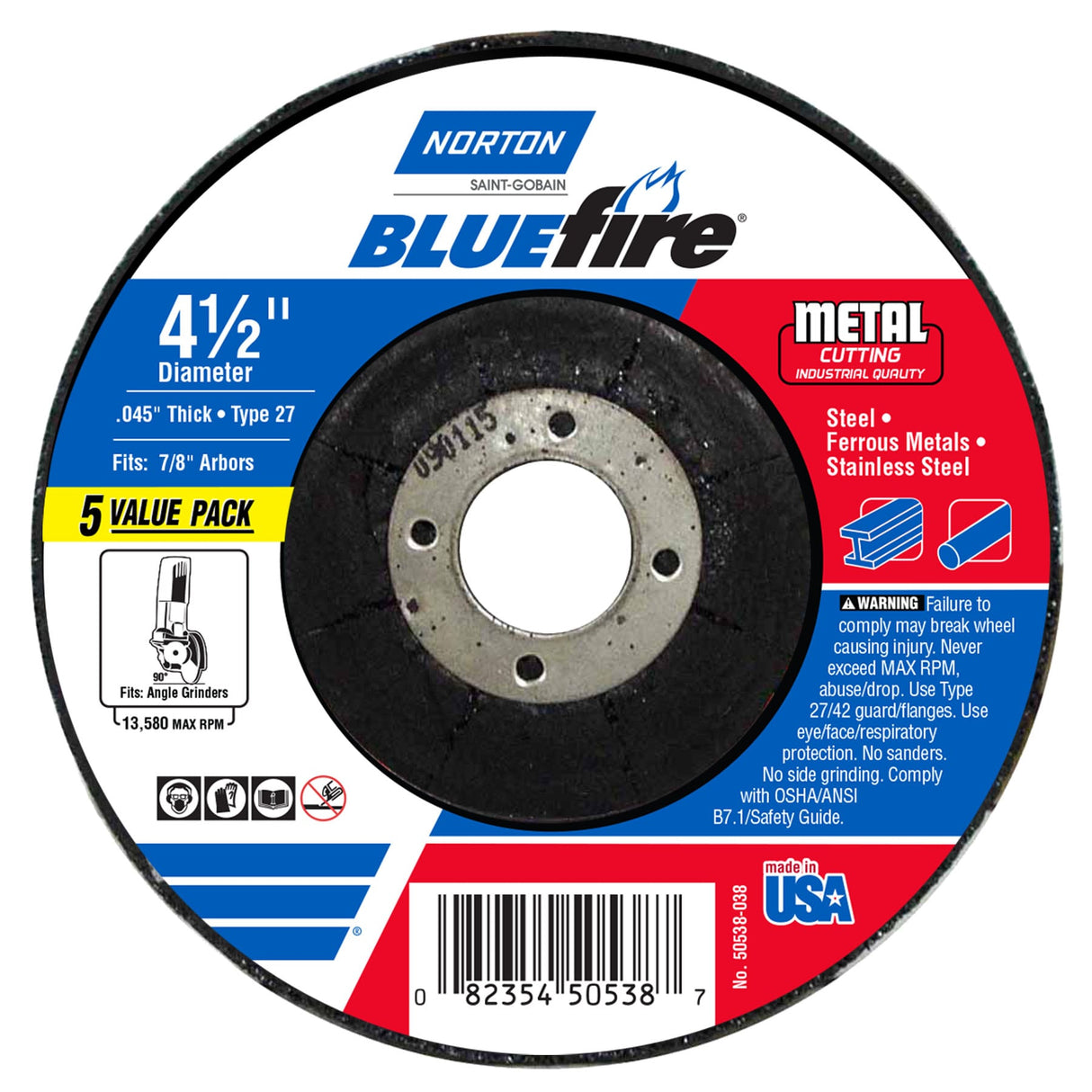 Bluefire 5-Pack 4.5-in Bonded Abrasive Cut-off Wheel NOR-50538-038