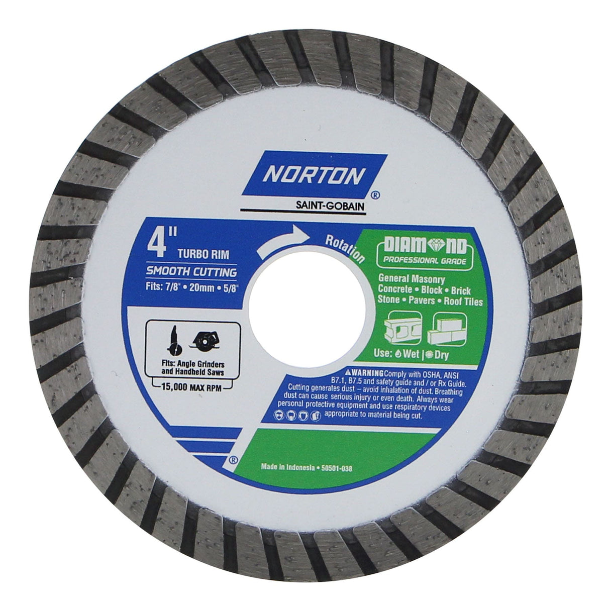 4-in Wet/Dry Turbo Rim Diamond Saw Blade 50501-038