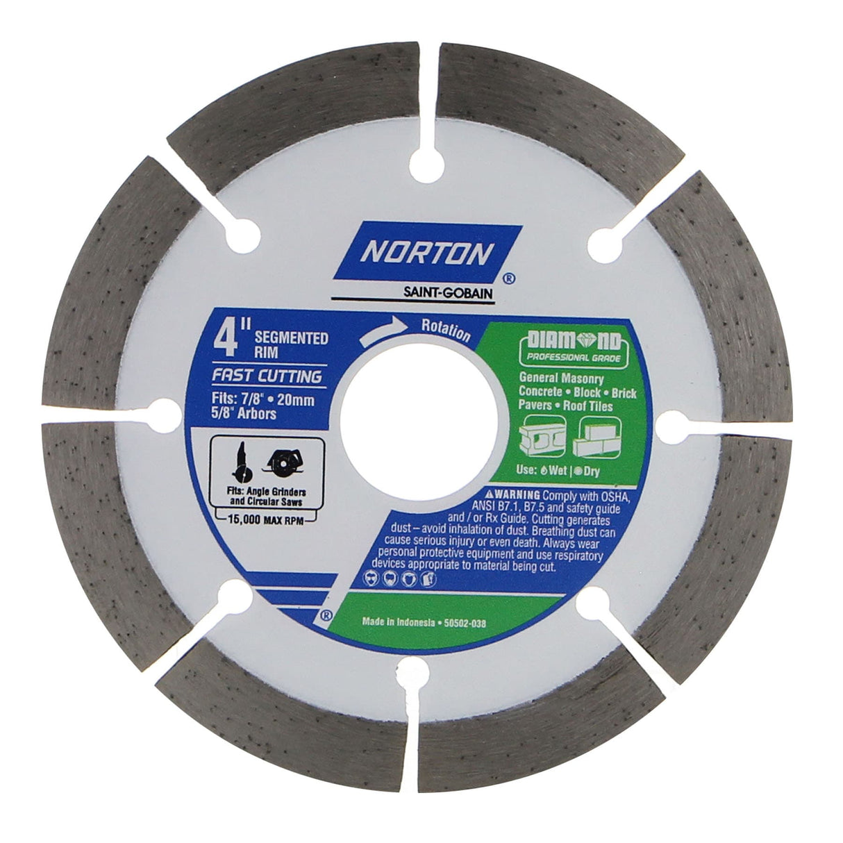 4-in Wet/Dry Segmented Rim Diamond Saw Blade 50502-038