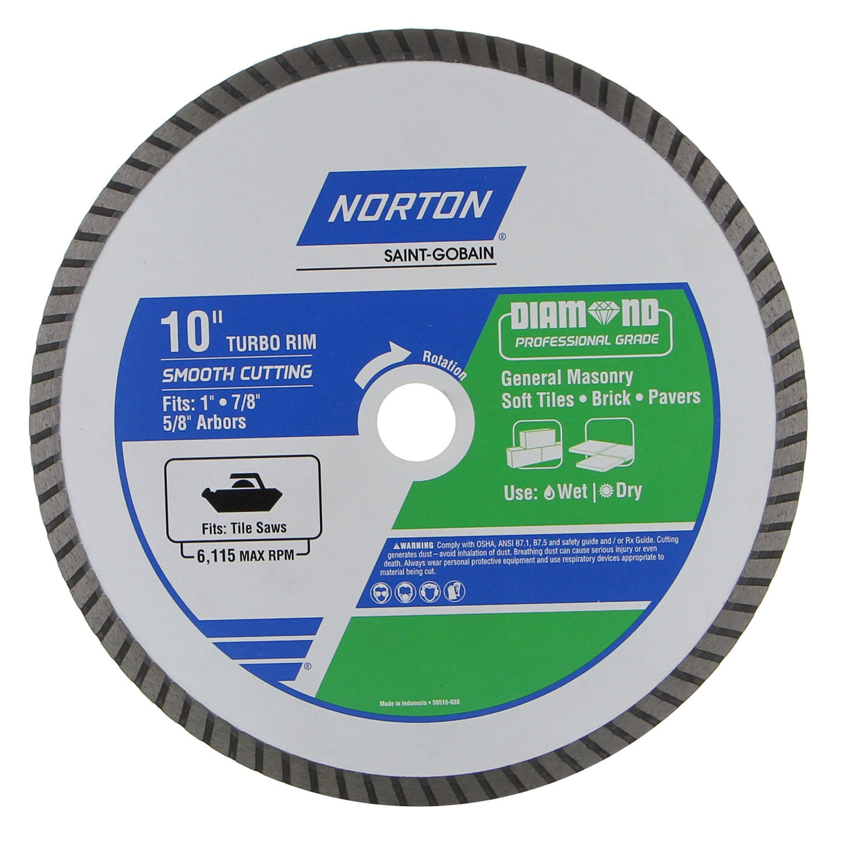 10-in Wet/Dry Turbo Rim Diamond Saw Blade 50515-038