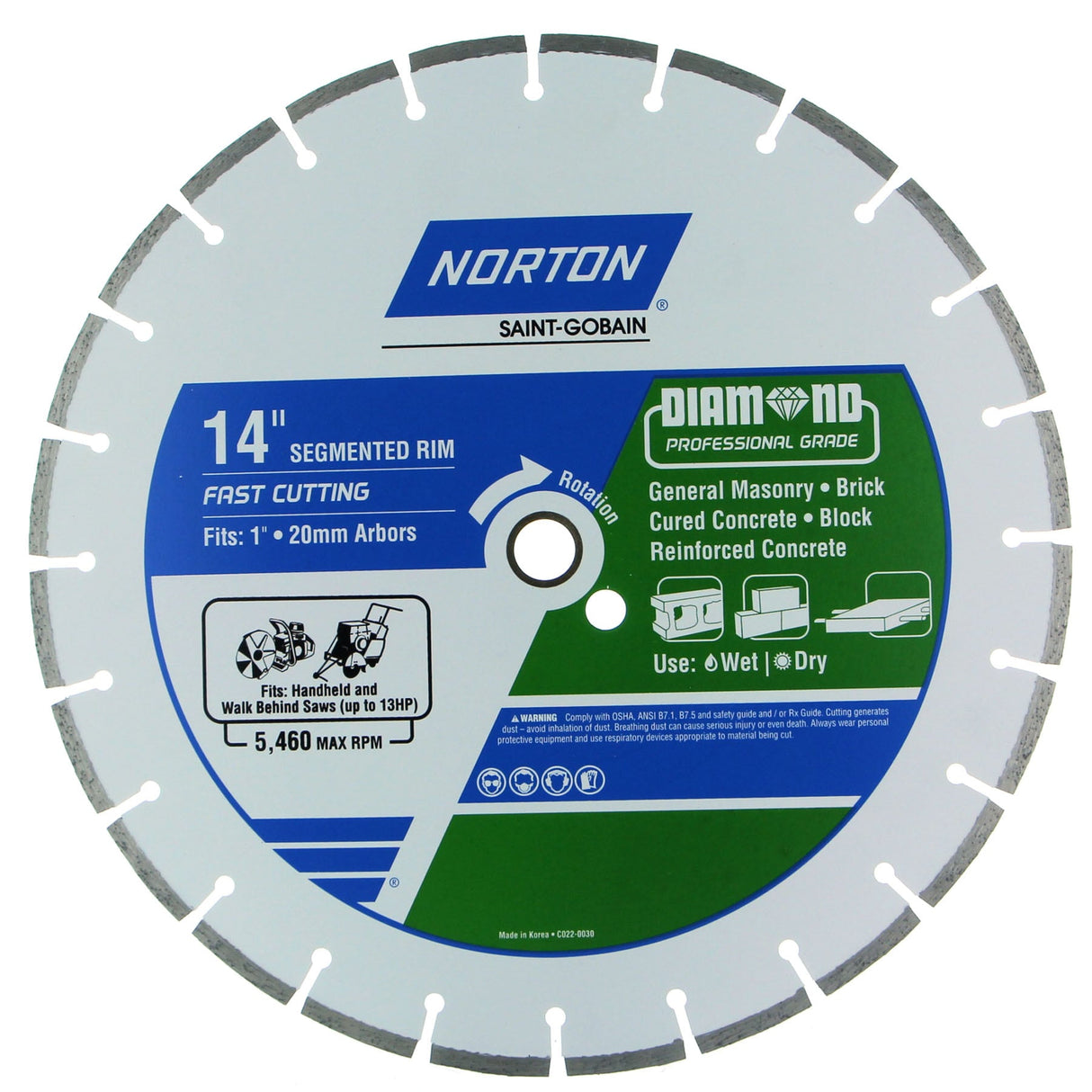 14-in Wet/Dry Segmented Rim Diamond Saw Blade 50516-038