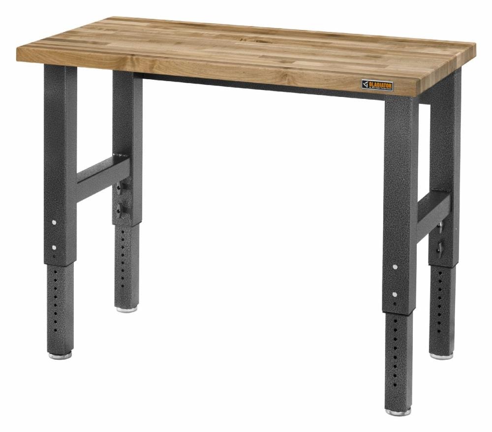 Adjustable Height 48-in L x 41-in H Hammered Granite Wood Adjustable Height Work Bench GAWB04HWEG