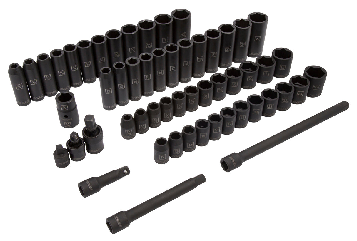 55-Piece Standard (SAE) and Metric 1/2-in Drive Set 6-point Impact Socket Set 80724