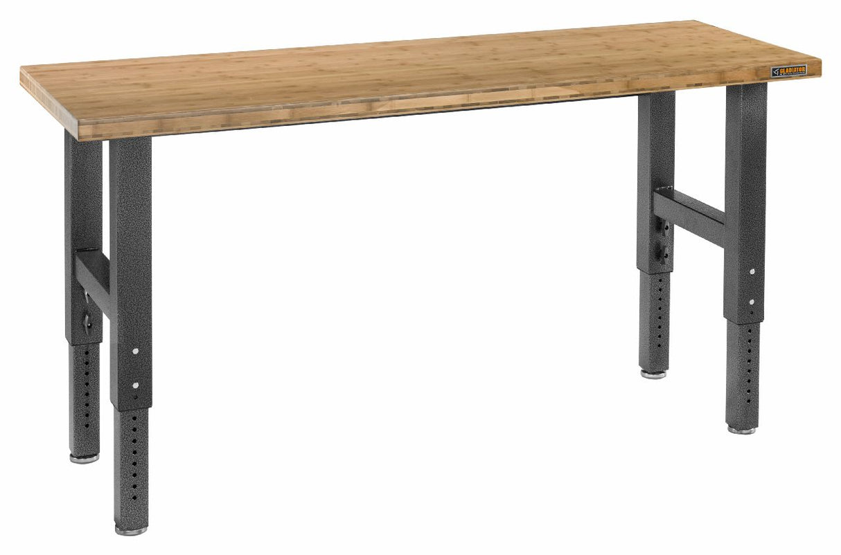 Adjustable Height 74-in L x 41-in H Hammered Granite Wood Adjustable Height Work Bench GAWB06HWEG