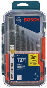 14-Piece Assorted Black Oxide Coated Hss Jobber Length Twist Drill Bit Set BL14