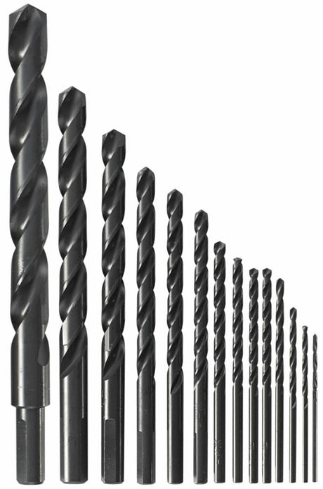 14-Piece Assorted Black Oxide Coated Hss Jobber Length Twist Drill Bit Set BL14