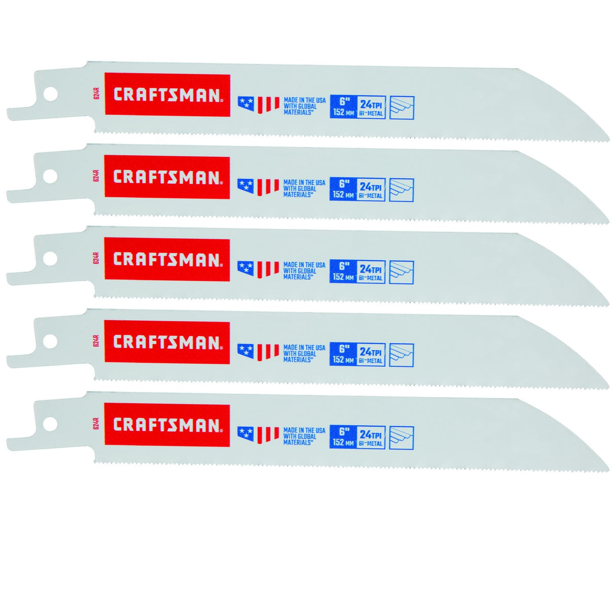 Bi-metal 6-in 24 Tpi Metal Cutting Reciprocating Saw Blade (5-Pack) CRA-2058712