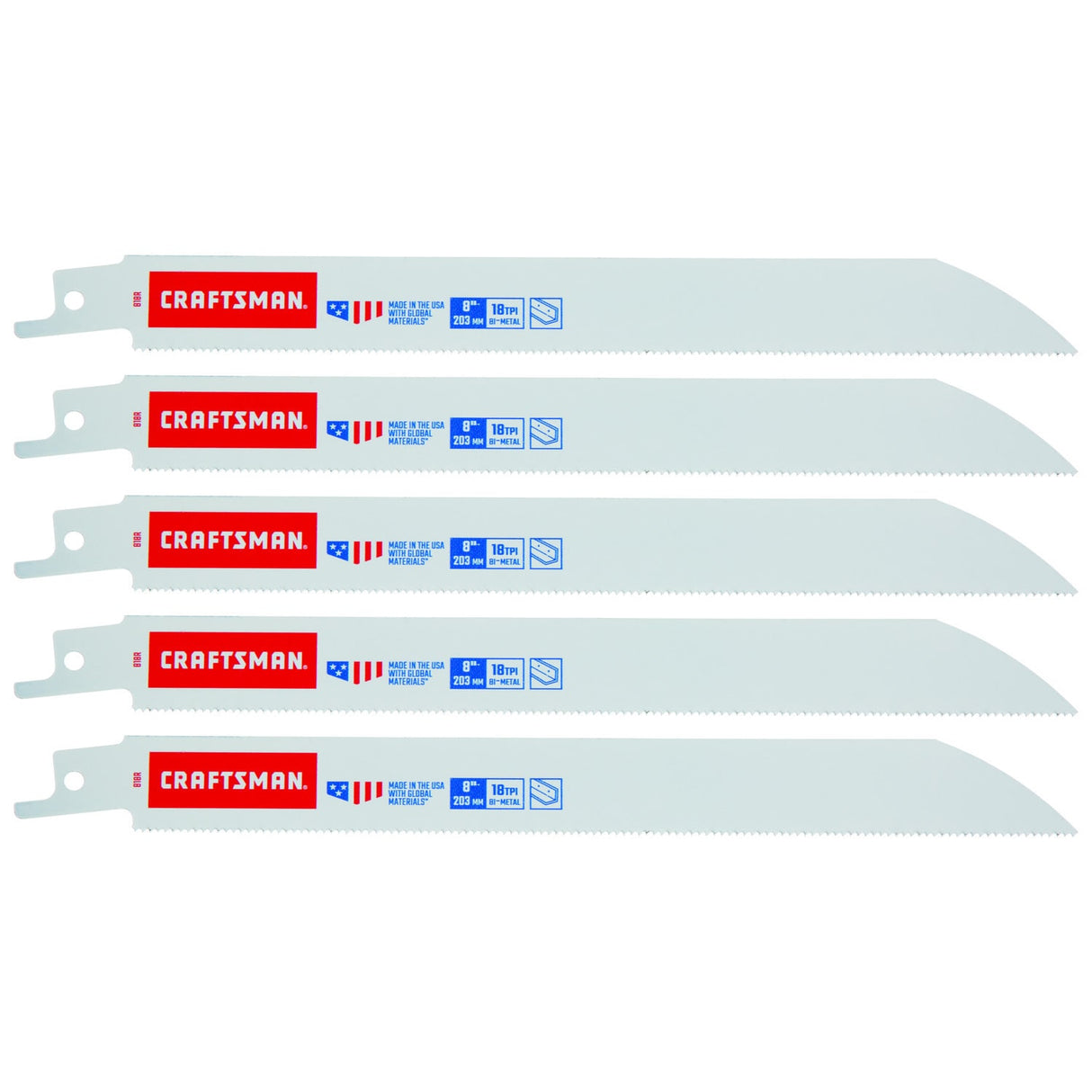 Bi-metal 8-in 18 Tpi Metal Cutting Reciprocating Saw Blade (5-Pack) CRA-2058316