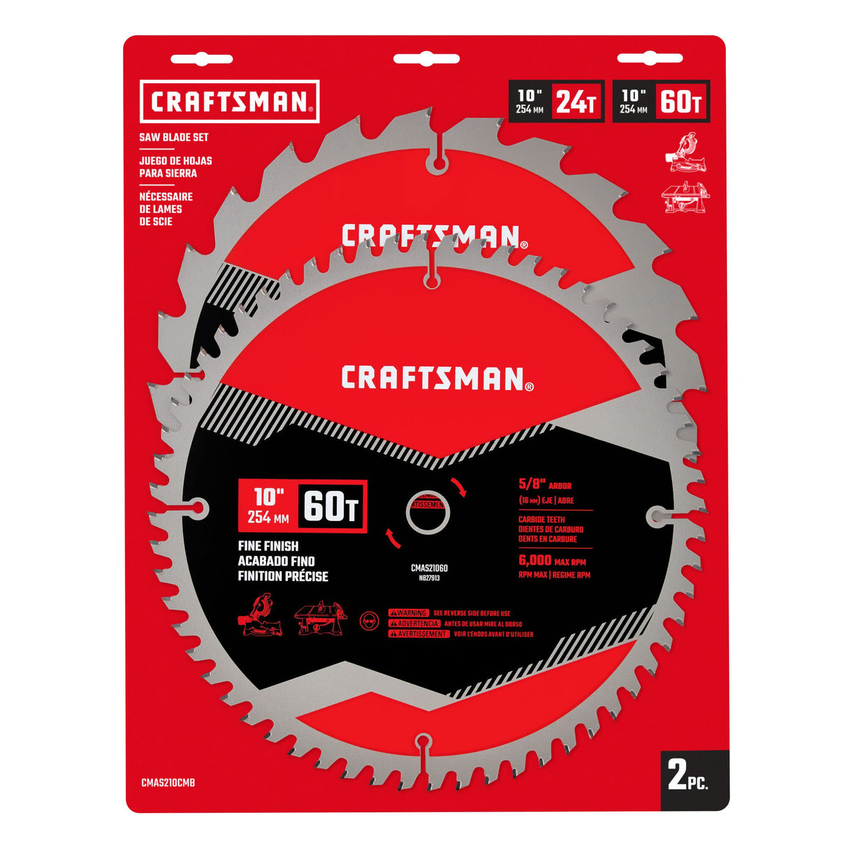 10-in Set-Tooth Fine Finish High-speed Steel Circular Saw Blade Set (2-Pack) CRA-CMAS210CMB