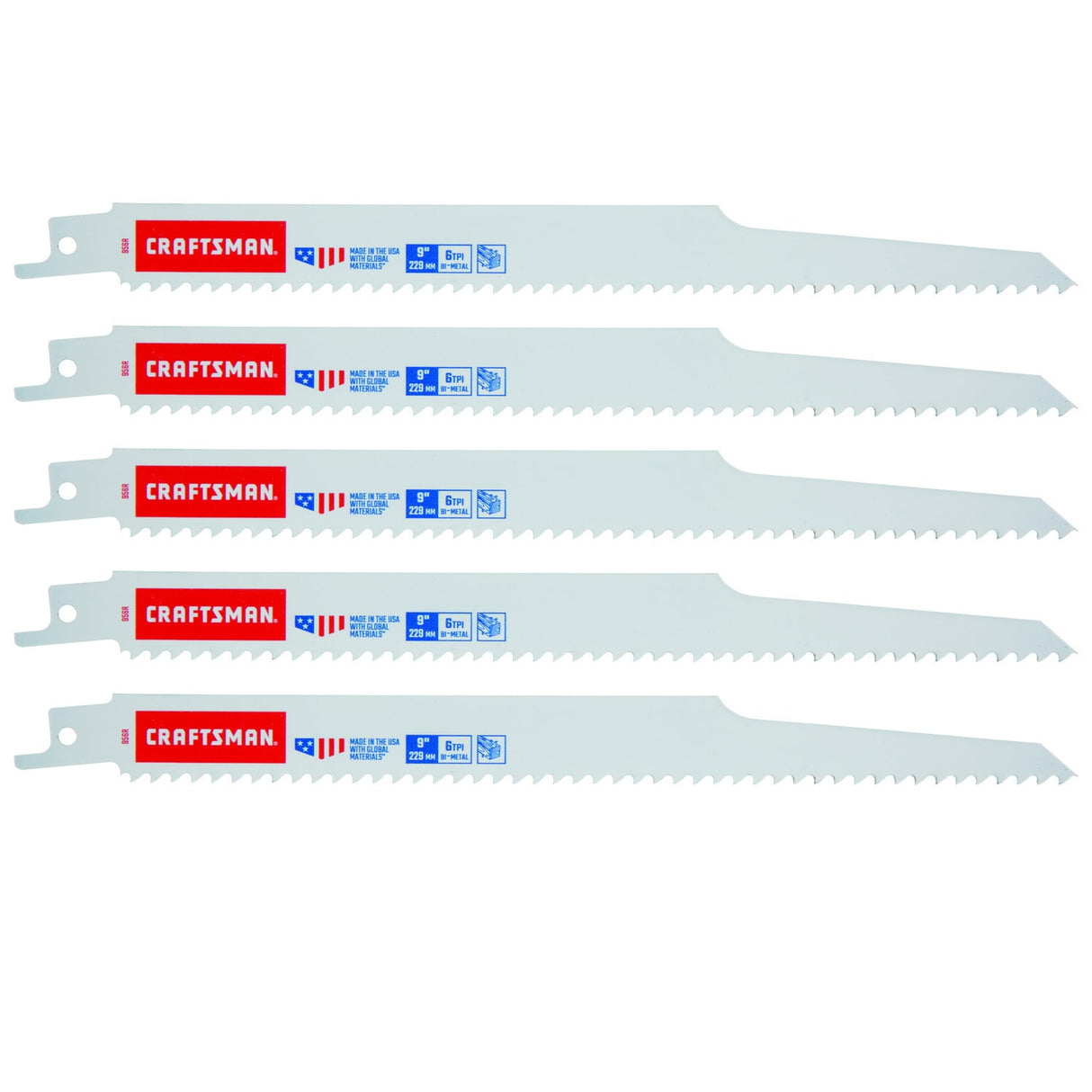 Bi-metal 9-in 6 Tpi Wood Cutting Reciprocating Saw Blade (5-Pack) CRA-2058318