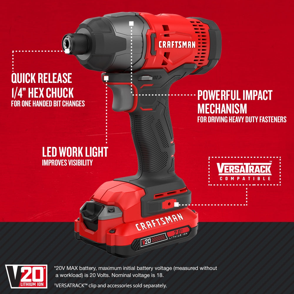 20V Max Cordless Impact Driver (2-Batteries Included, Charger Included) CMCF800C2