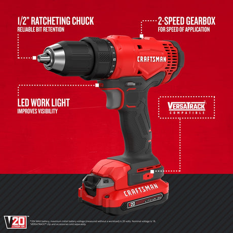 20V Max 1/2-in Keyless Cordless Drill (2-Batteries Included, Charger Included) CMCD701C2