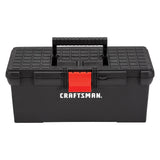 16-in W x 6.4-in H x 8.5-in D Black Plastic Tool Box CMST16005