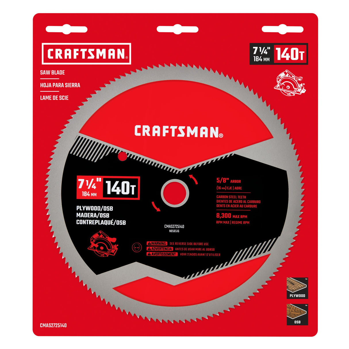 7-1/4-in 140-Tooth Fine Finish Carbon Circular Saw Blade CMAS2725140