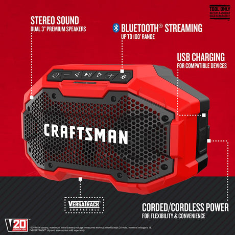 20V Max Cordless Bluetooth Compatibility Jobsite Bluetooth Speaker CMCR001B-10