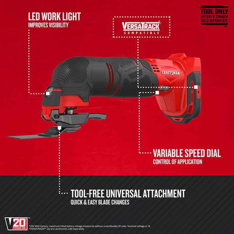 20V Max Cordless Variable 12-Piece Oscillating Multi-Tool Kit CMCE500B